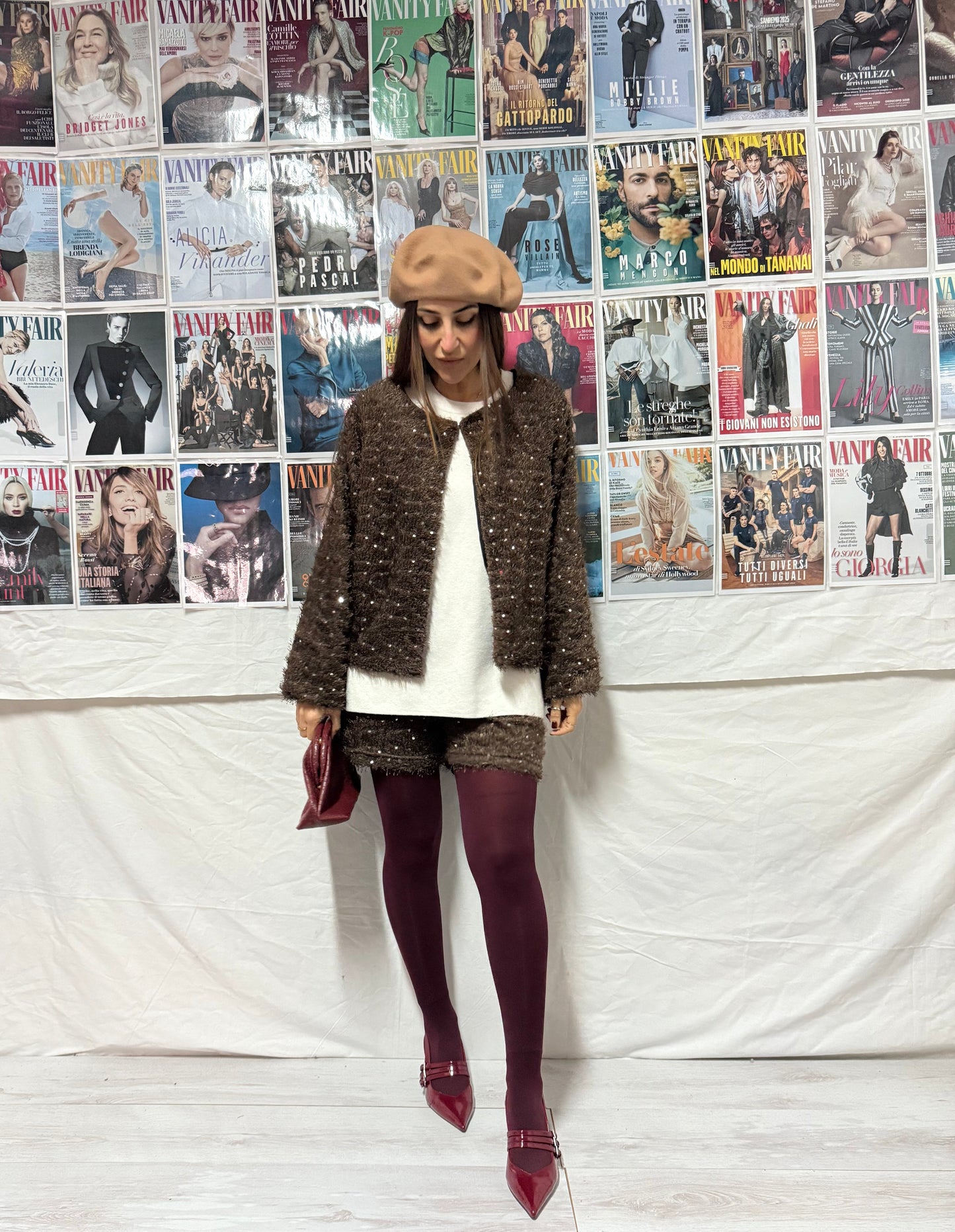 Completo shorts & cardigan con dettagli