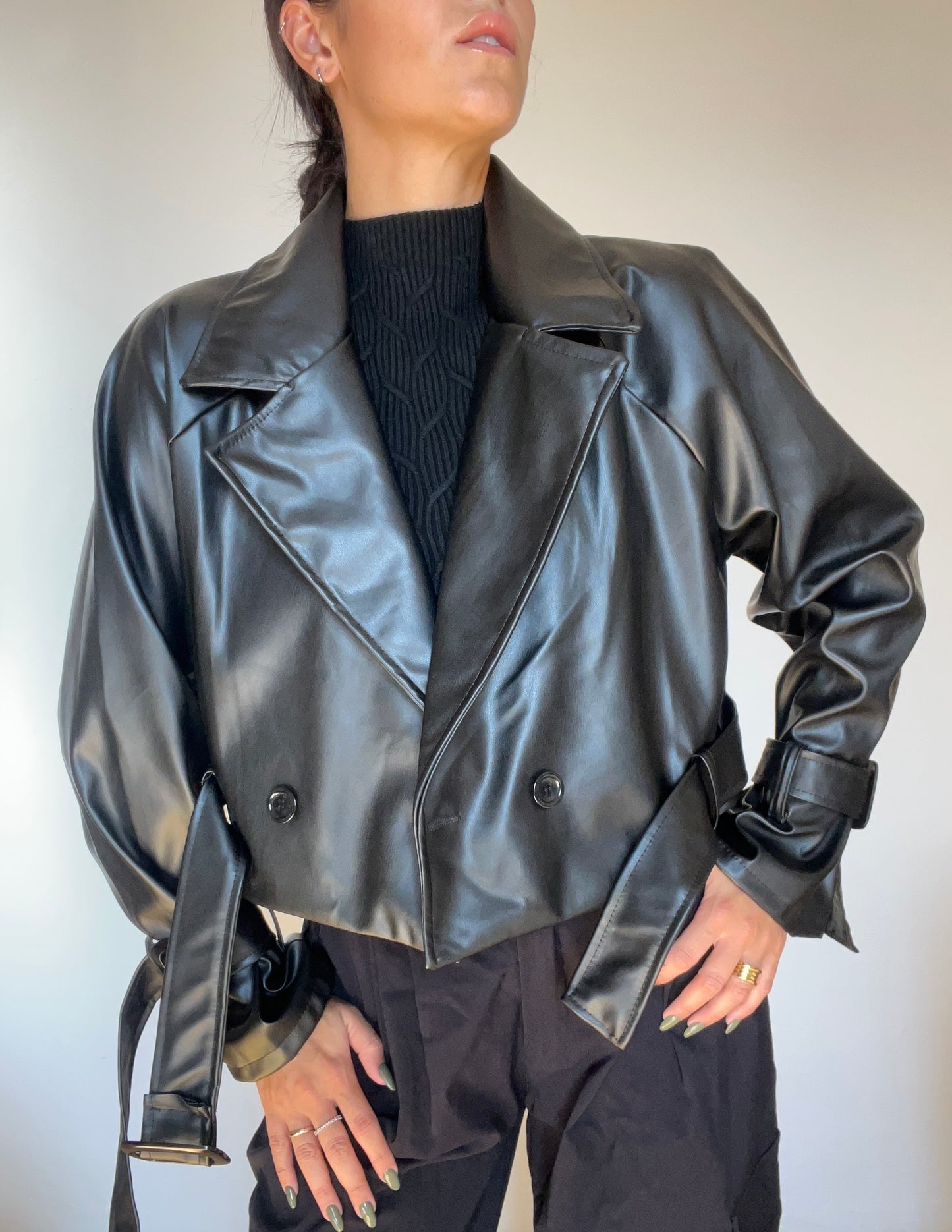 Giacca biker in simil pelle