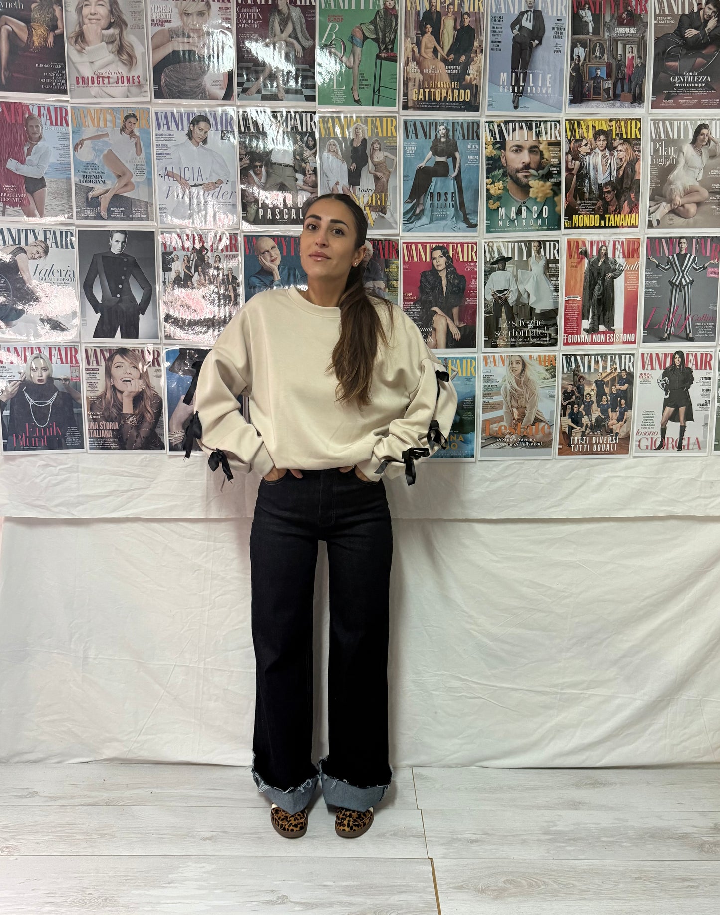 Jeans con tasca in tessuto