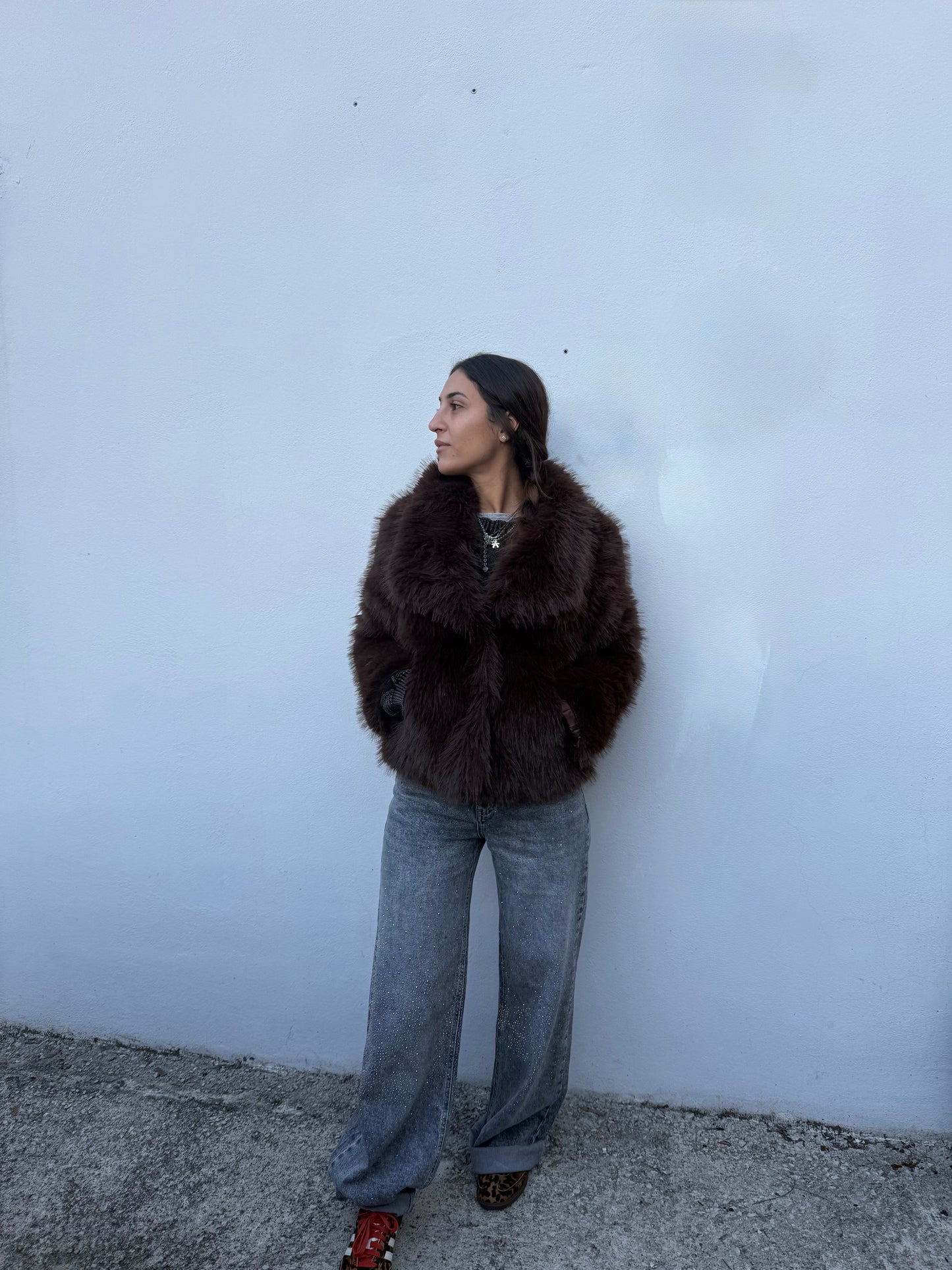 JS07- Jeans wide leg con brillantini