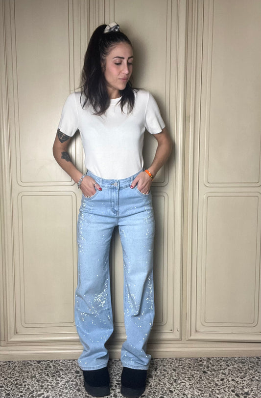 Jeans ampi con brillantini