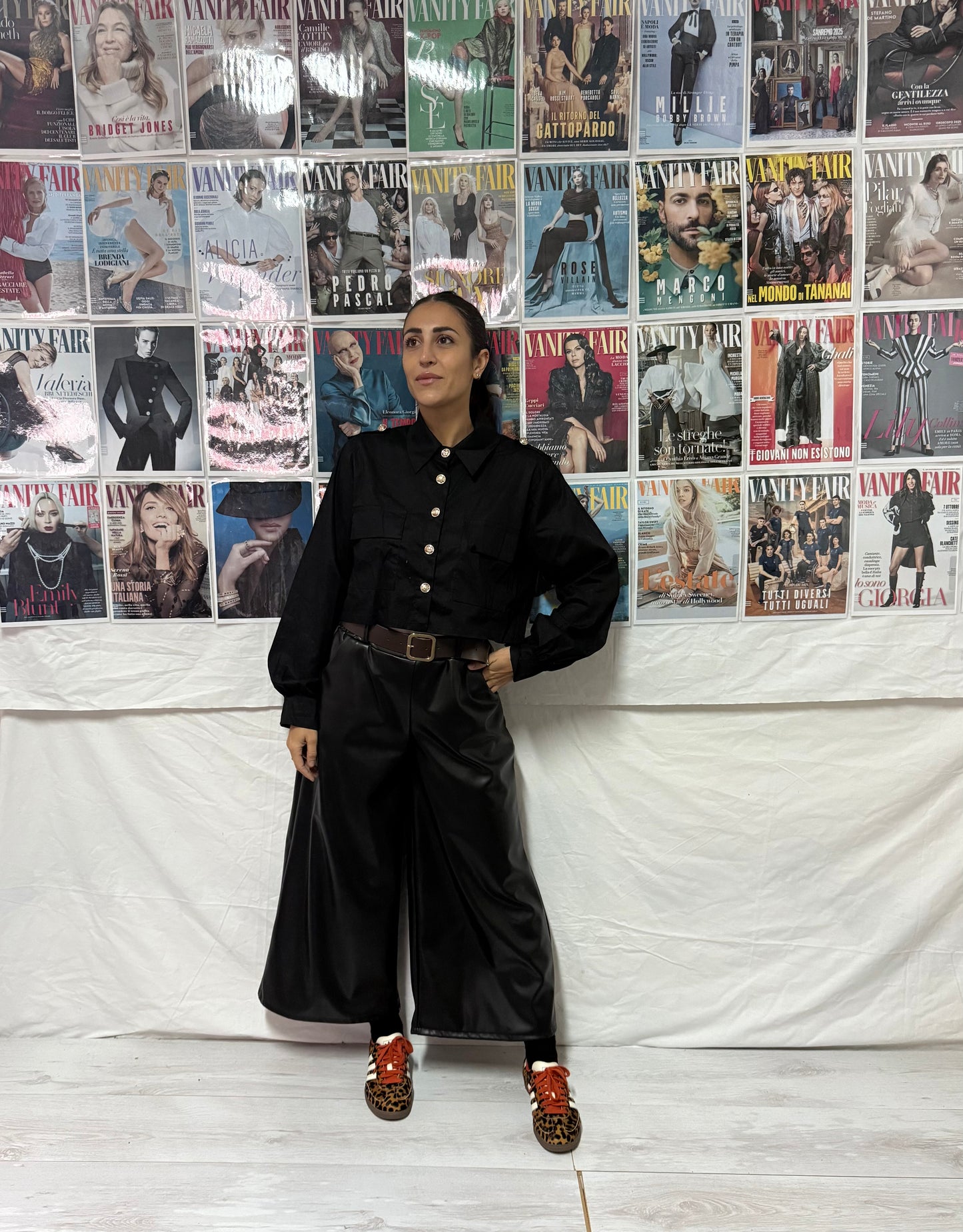 Pantaloni similpelle larghi