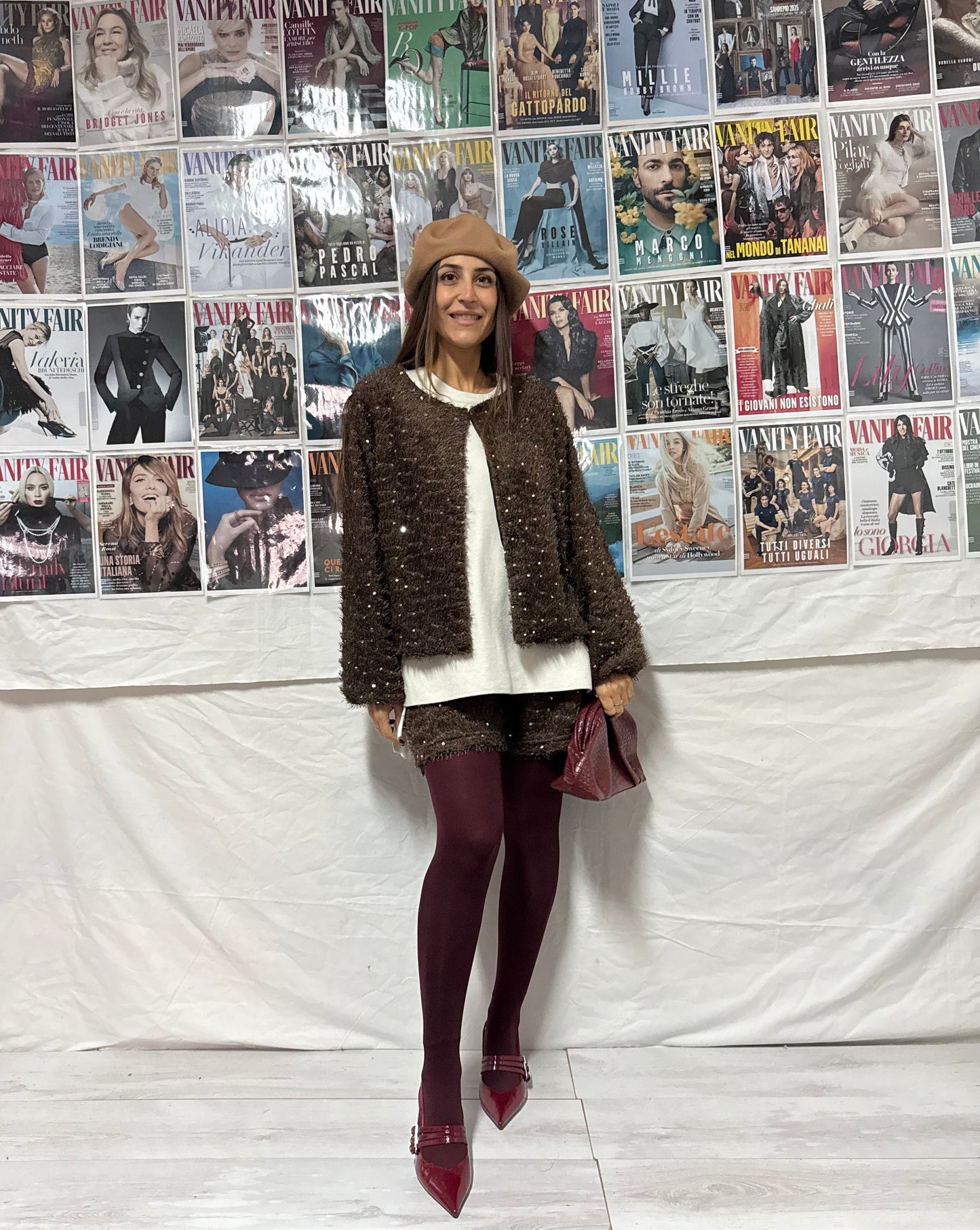 Completo shorts & cardigan con dettagli