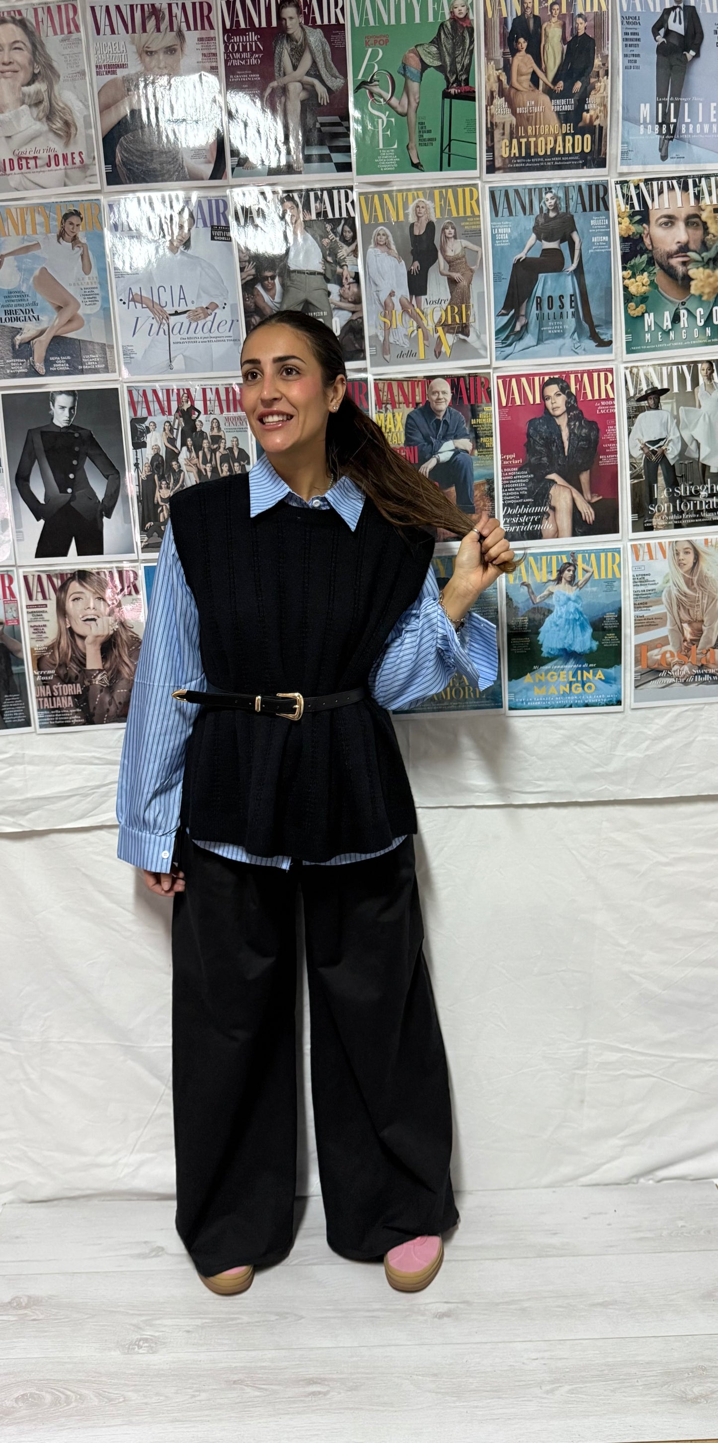 Pantaloni ampi in tessuto