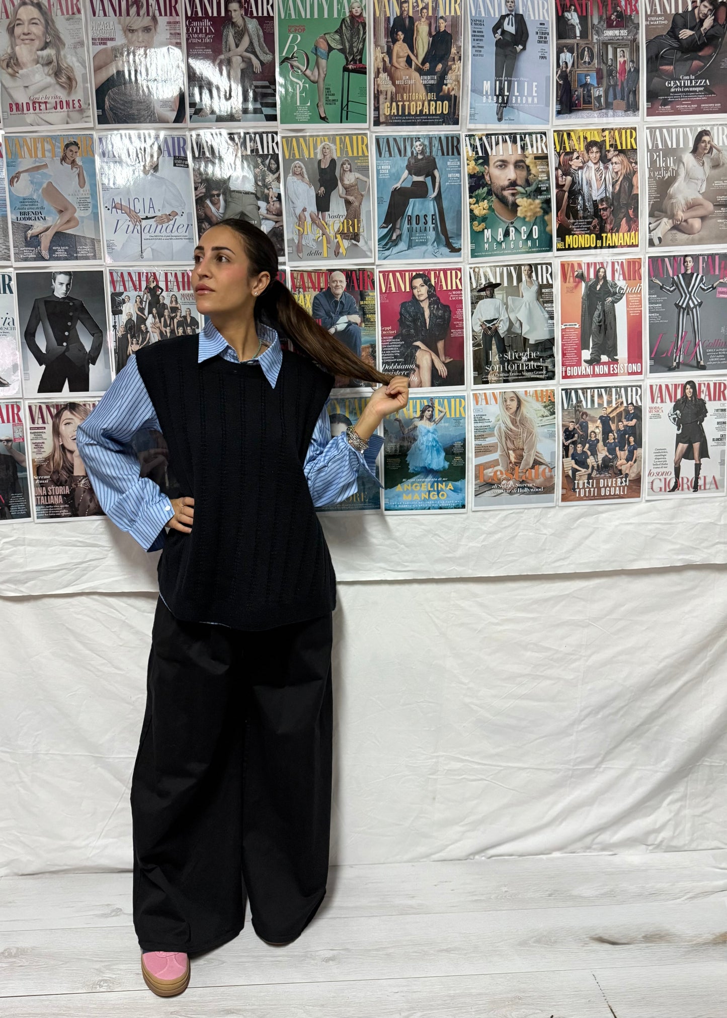 Pantaloni ampi in tessuto