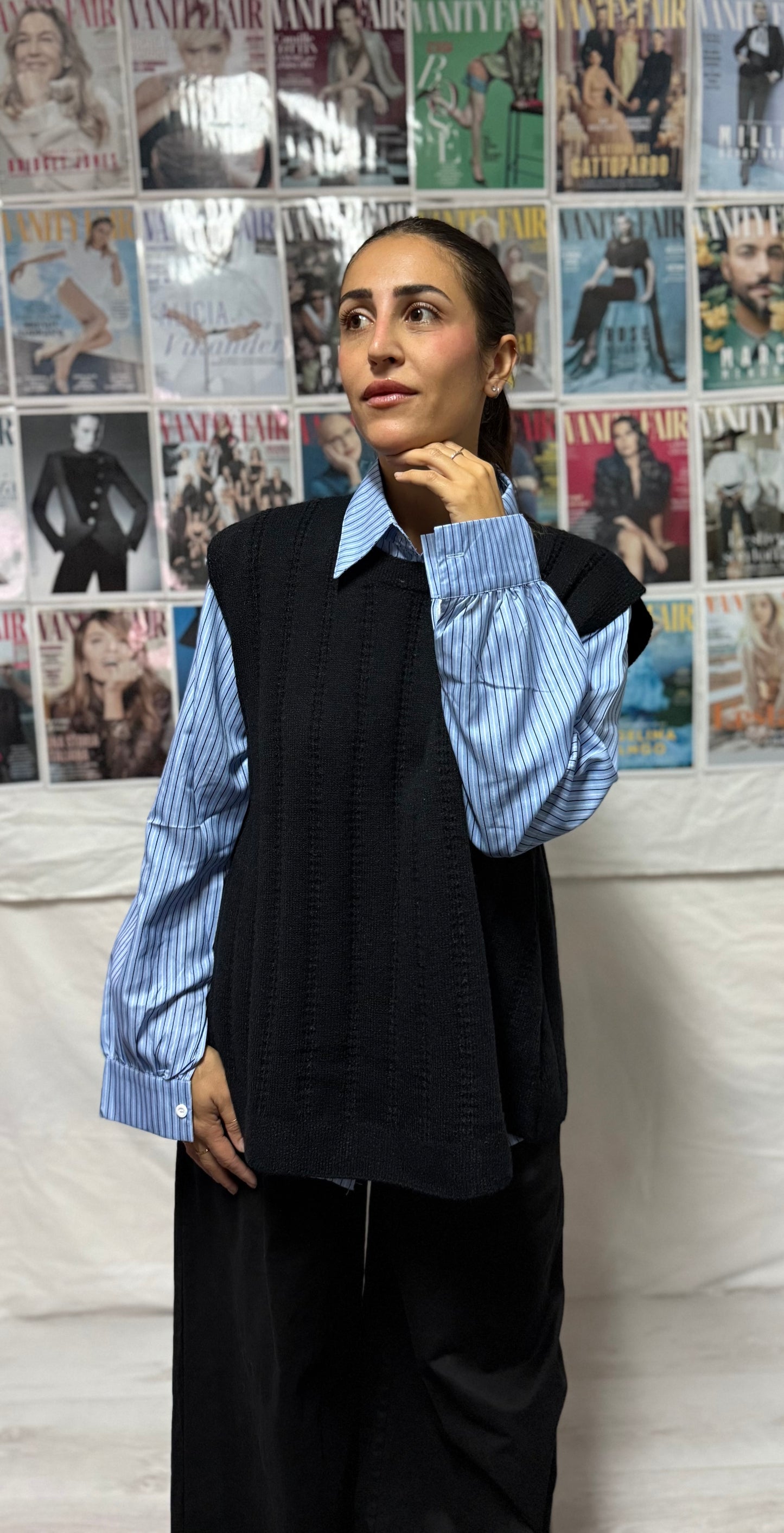 Gilet con camicia e cintura