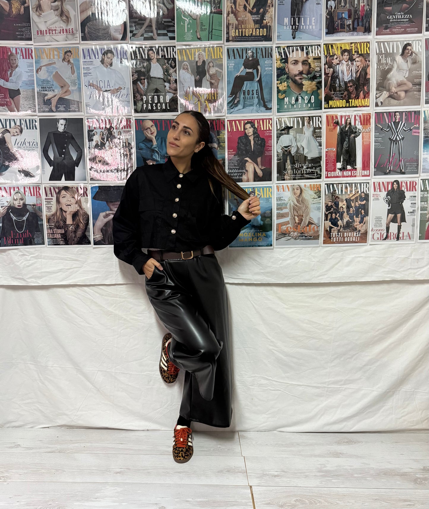 Pantaloni similpelle larghi