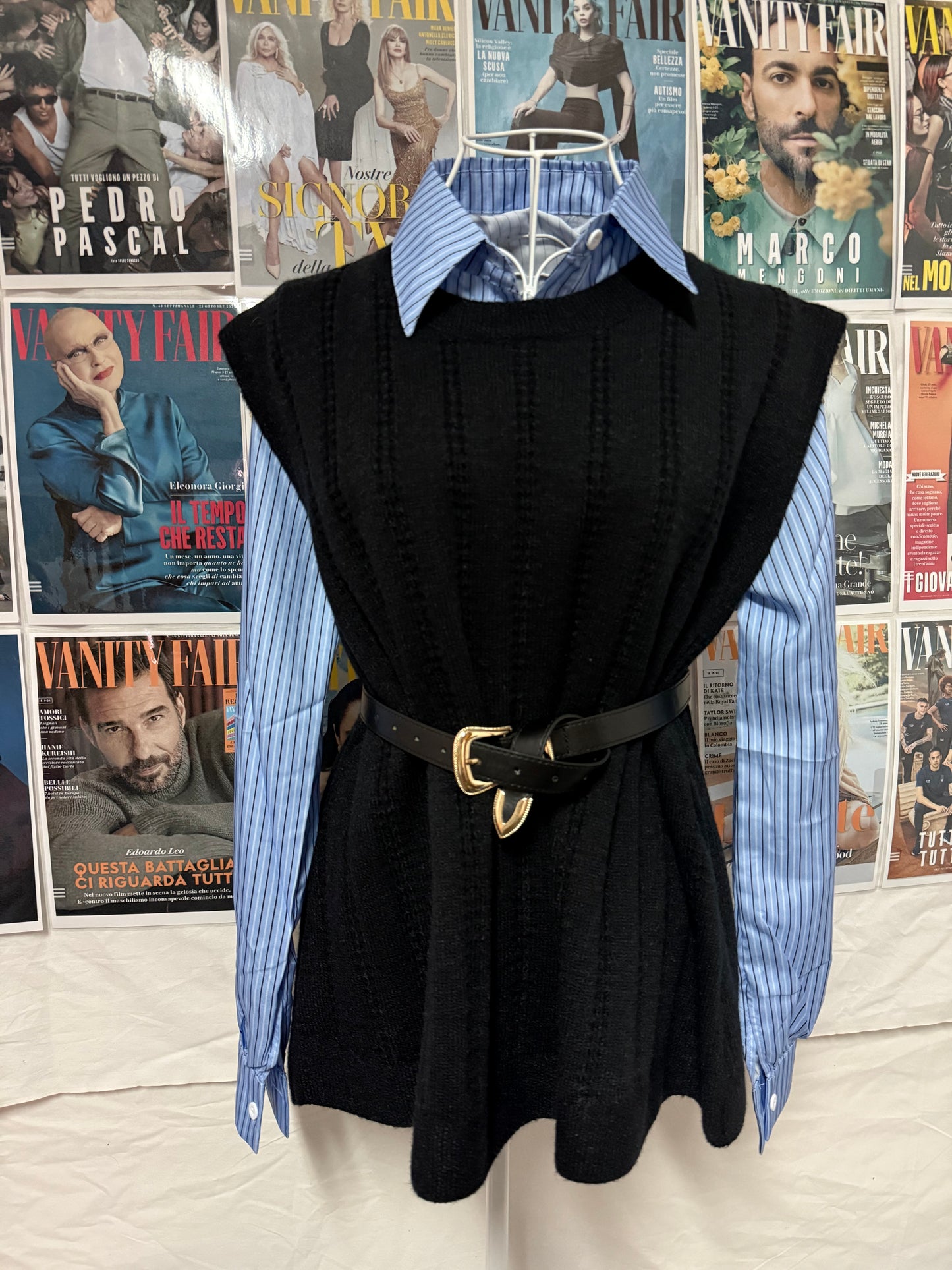 Gilet con camicia e cintura