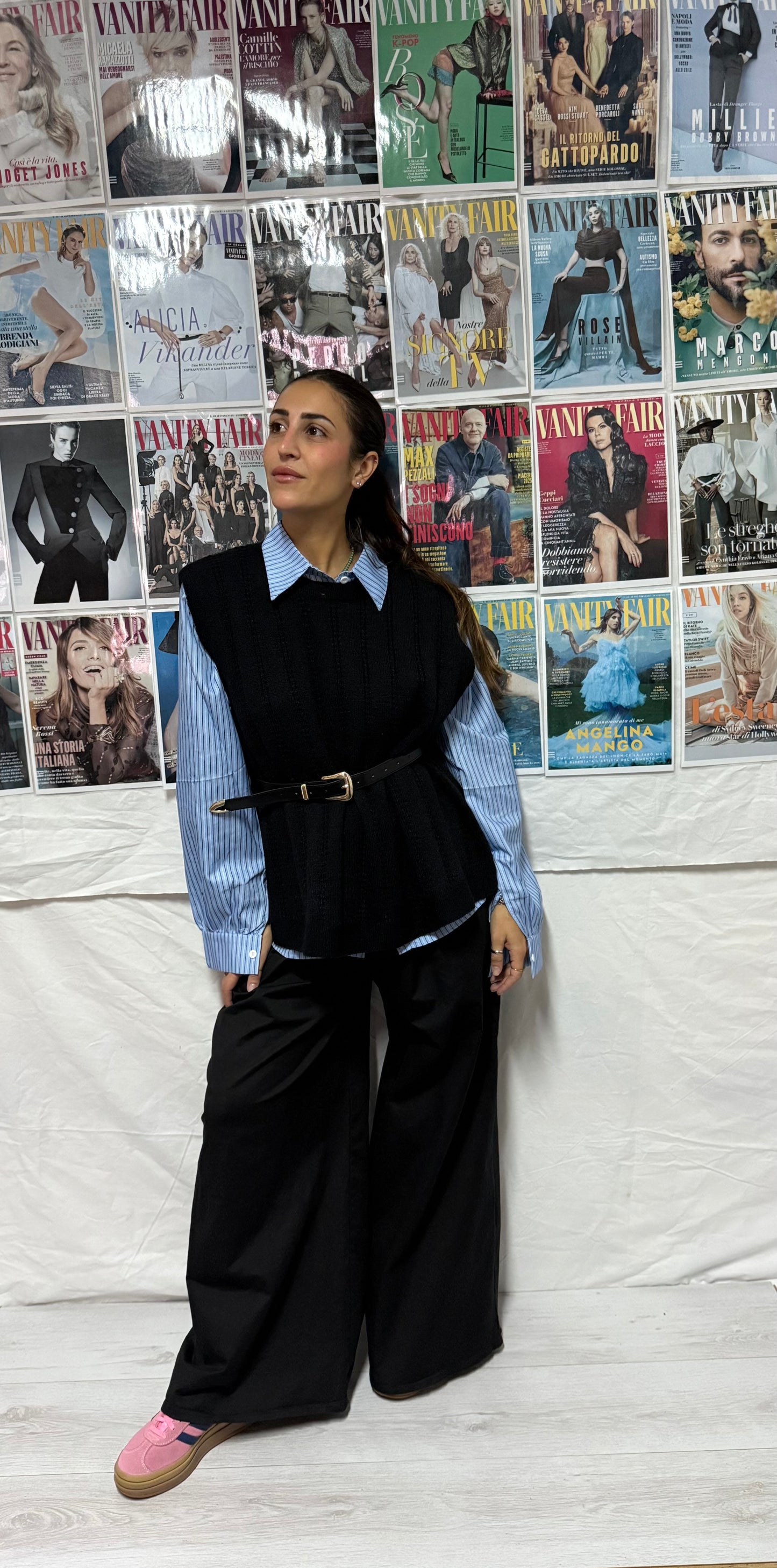 Gilet con camicia e cintura