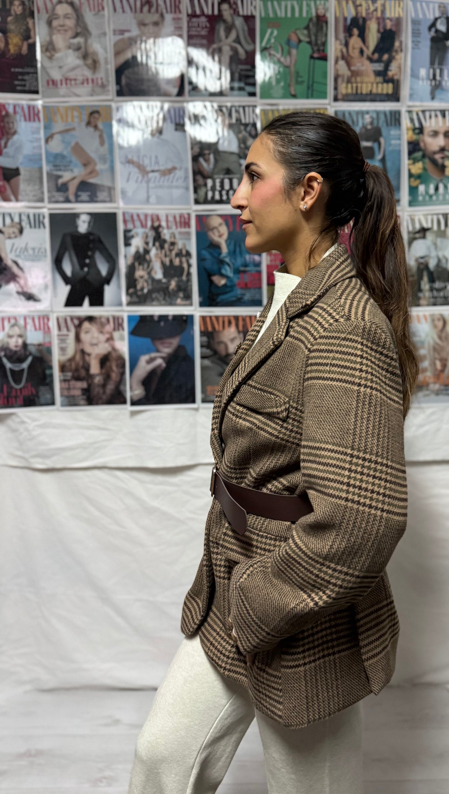 Giacca a quadri con spille